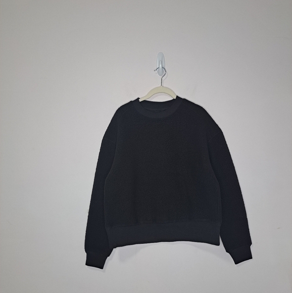 Everlane the renew fleece oversized crew sweatshirt black XS NWT - Picture 7 of 10